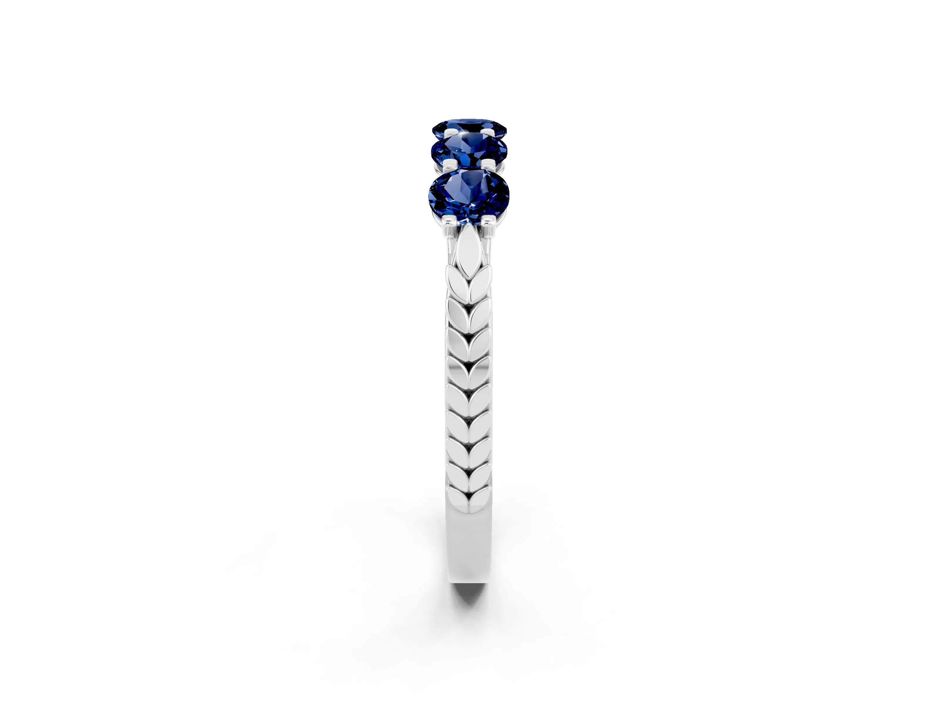 White gold Five-Stone Round Blue Sapphire Prong-Set Band_20