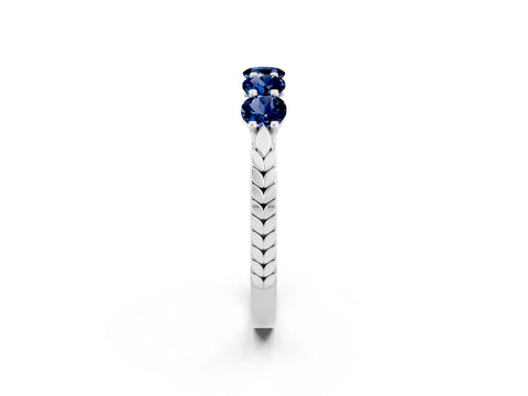 White gold Five-Stone Round Blue Sapphire Prong-Set Band_20