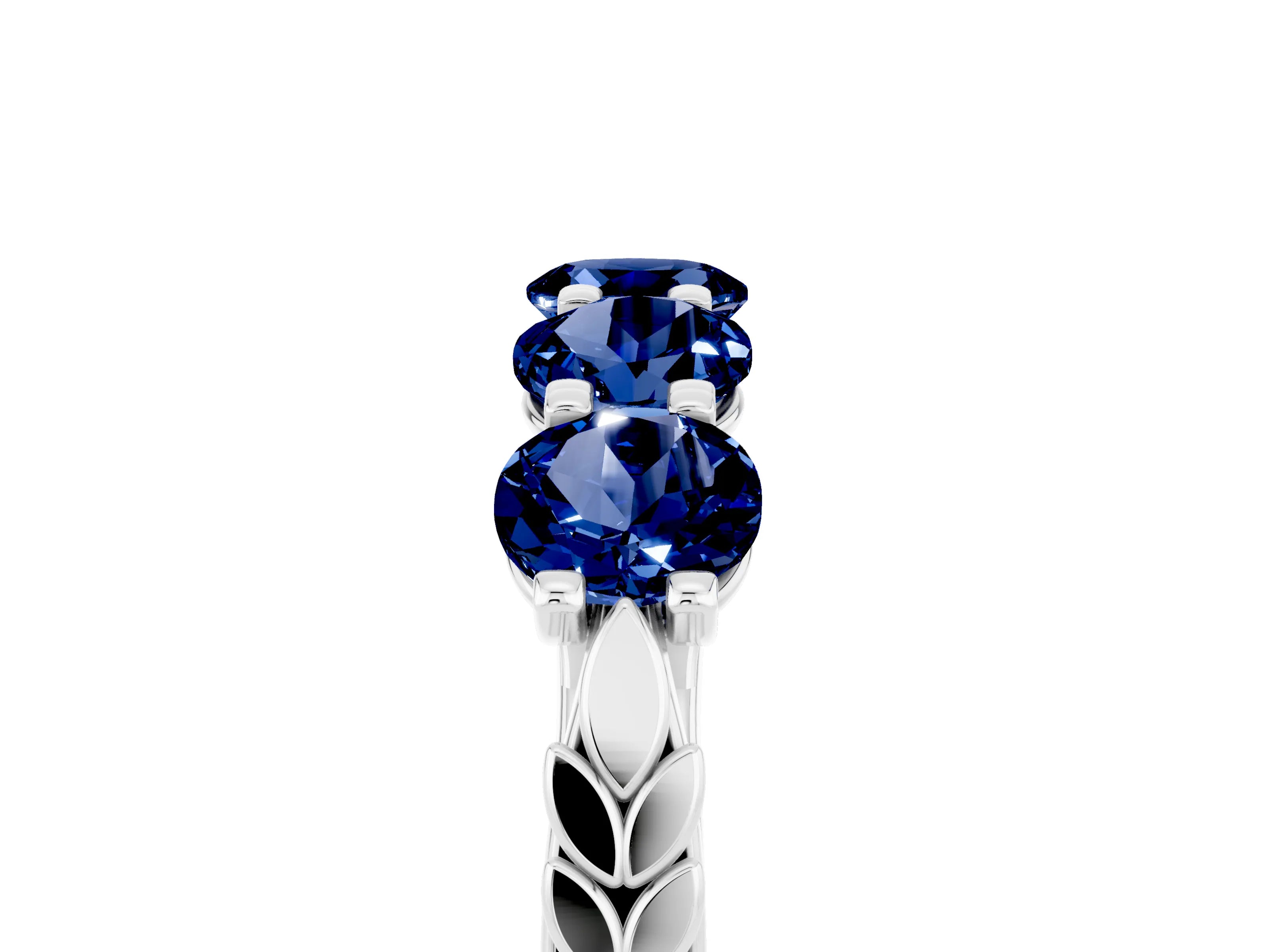 White gold Five-Stone Round Blue Sapphire Prong-Set Band_23