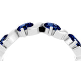 White gold Five-Stone Round Blue Sapphire Wave Band with Shared Prong Setting_10