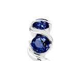 White gold Five-Stone Round Blue Sapphire Wave Band with Shared Prong Setting_11