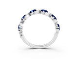 White gold Five-Stone Round Blue Sapphire Wave Band with Shared Prong Setting_9