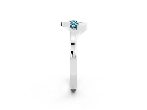 White gold Five-Stone Round Blue Topaz Crossover Band with Prong Setting_20