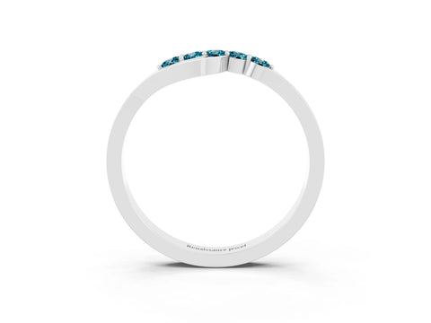 White gold Five-Stone Round Blue Topaz Crossover Band with Prong Setting_21
