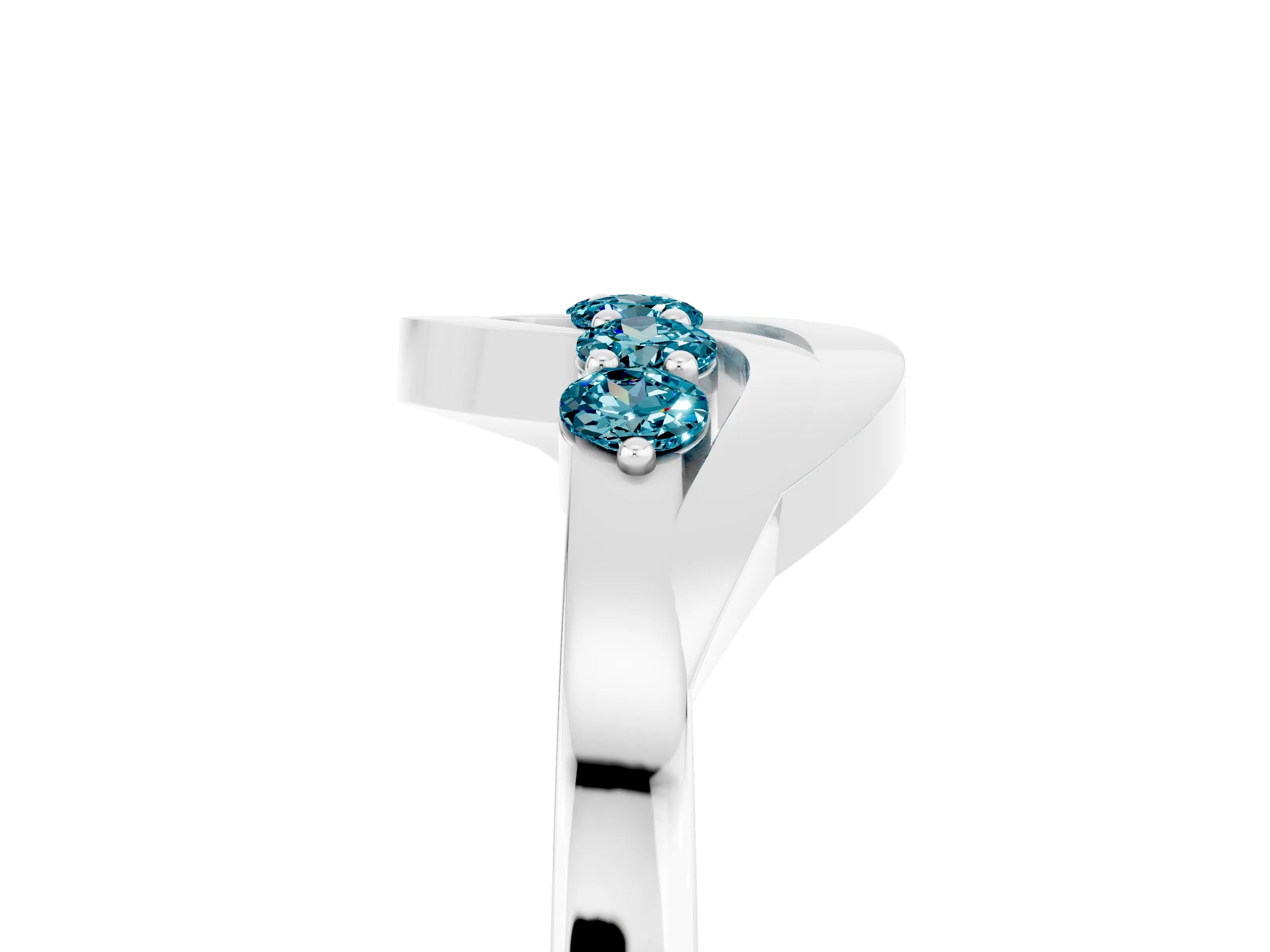 White gold Five-Stone Round Blue Topaz Crossover Band with Prong Setting_23