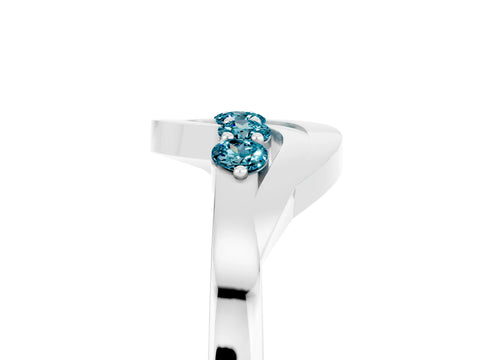 White gold Five-Stone Round Blue Topaz Crossover Band with Prong Setting_23