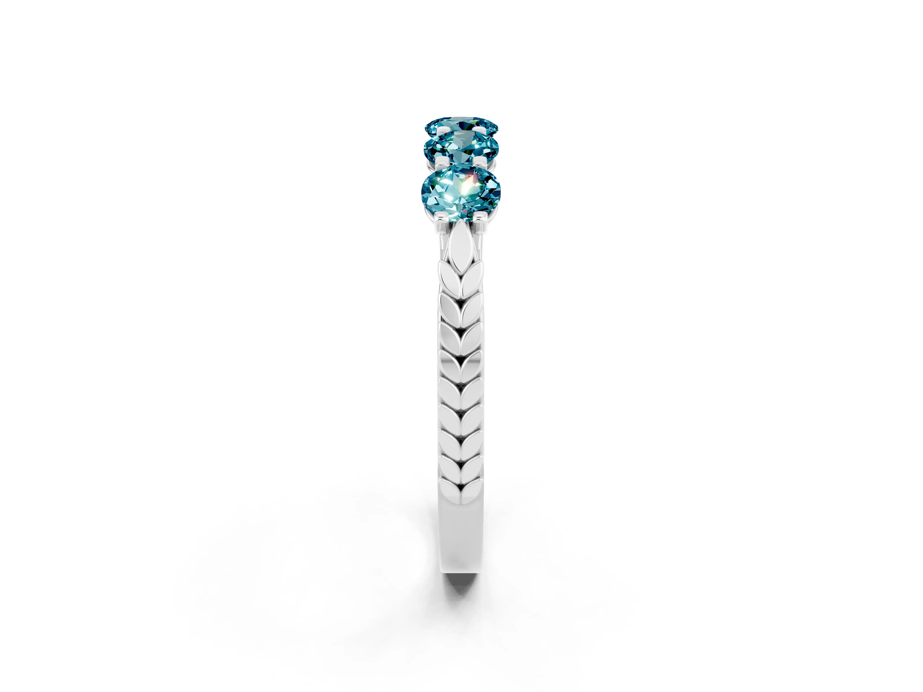 White gold Five-Stone Round Blue Topaz Prong-Set Band_20