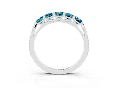 White gold Five-Stone Round Blue Topaz Prong-Set Band_21