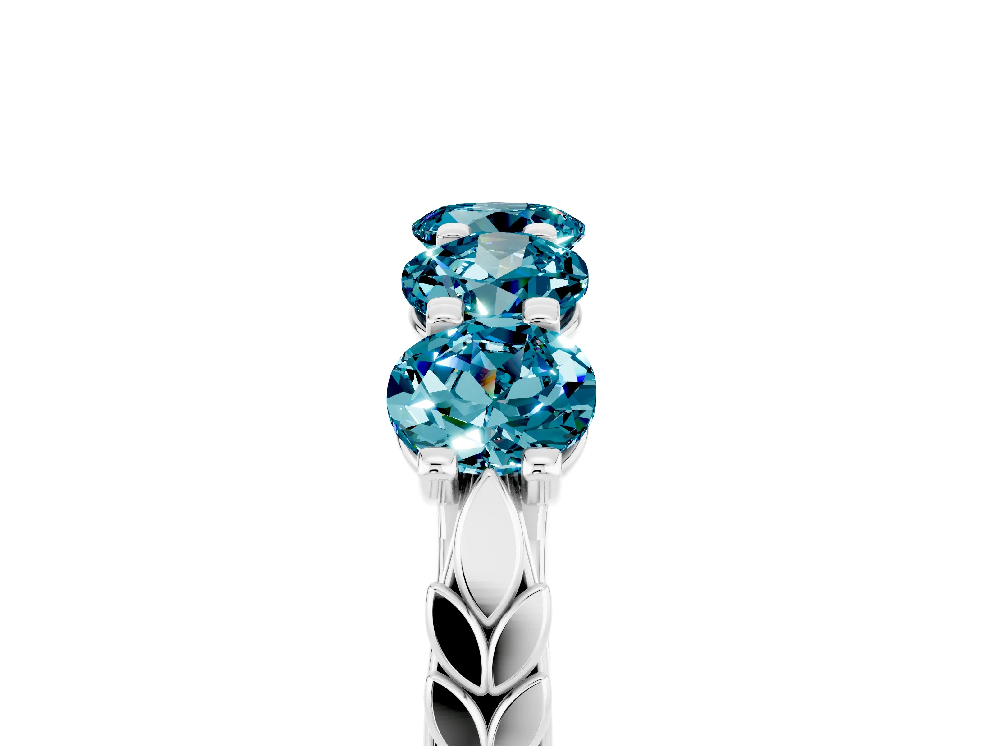 White gold Five-Stone Round Blue Topaz Prong-Set Band_23
