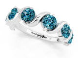 White gold Five-Stone Round Blue Topaz Wave Band with Shared Prong Setting_7