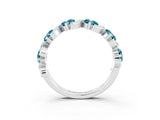White gold Five-Stone Round Blue Topaz Wave Band with Shared Prong Setting_9