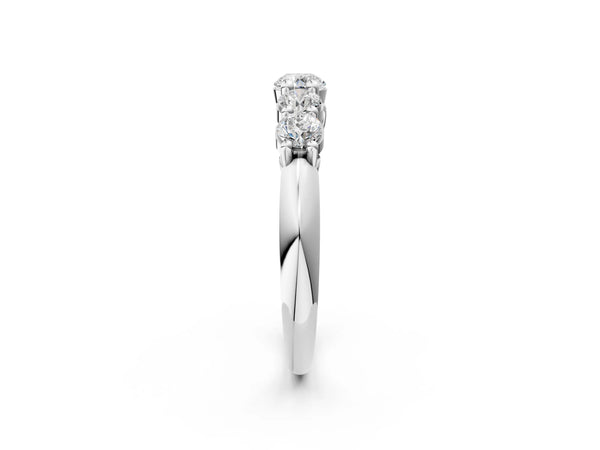Platinum Five-Stone Round Brilliant Diamond Prong Set White Gold Band