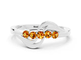 White gold Five-Stone Round Citrine Crossover Band with Prong Setting_18
