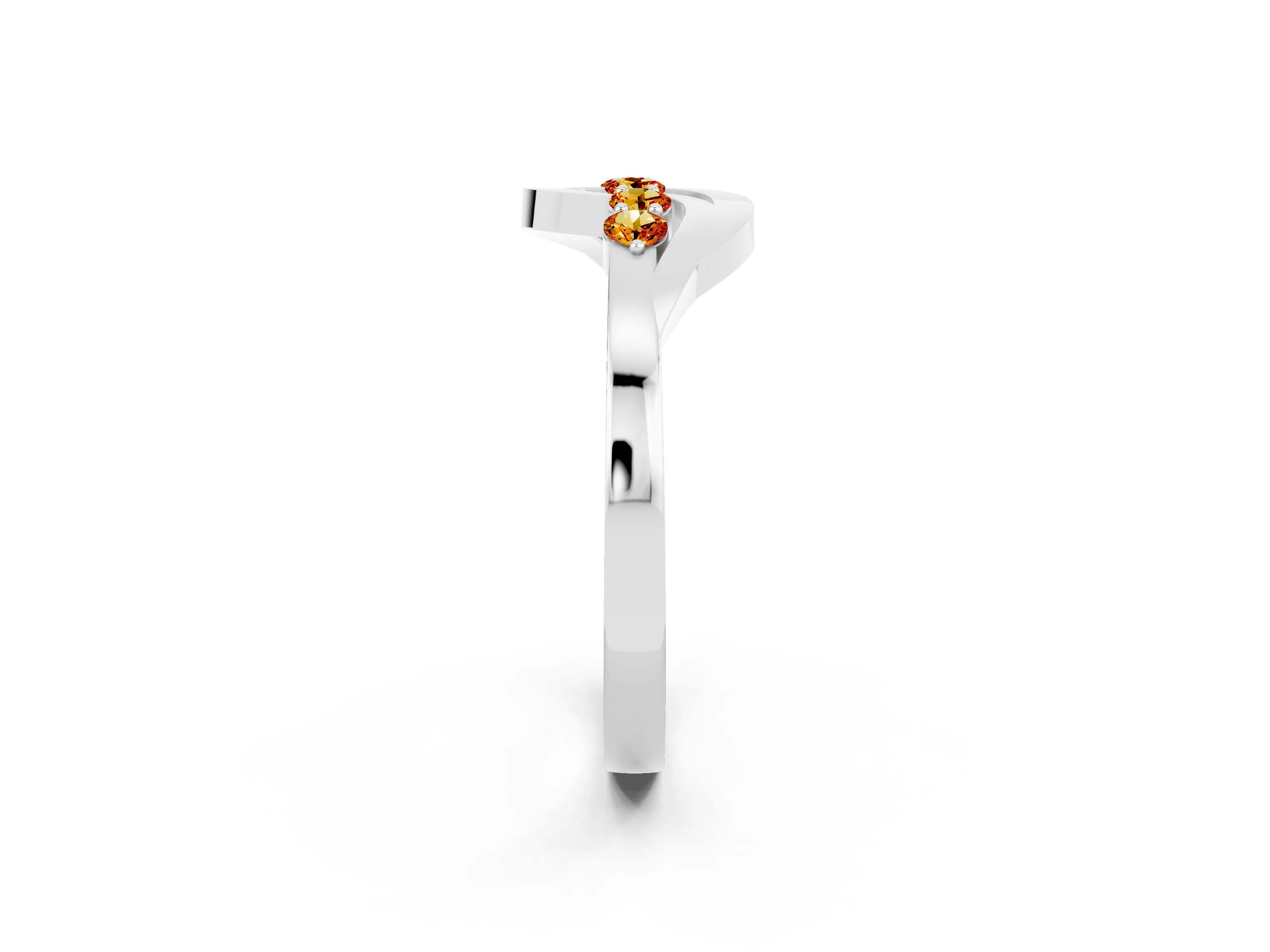 White gold Five-Stone Round Citrine Crossover Band with Prong Setting_20