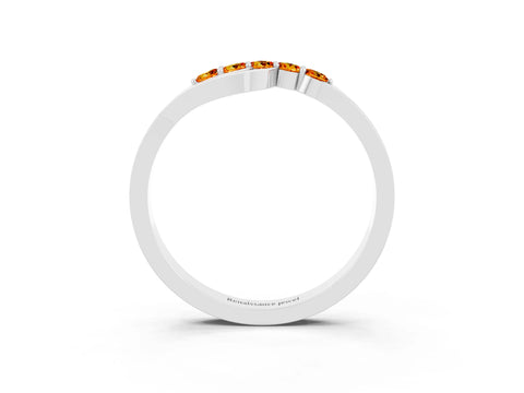 White gold Five-Stone Round Citrine Crossover Band with Prong Setting_21