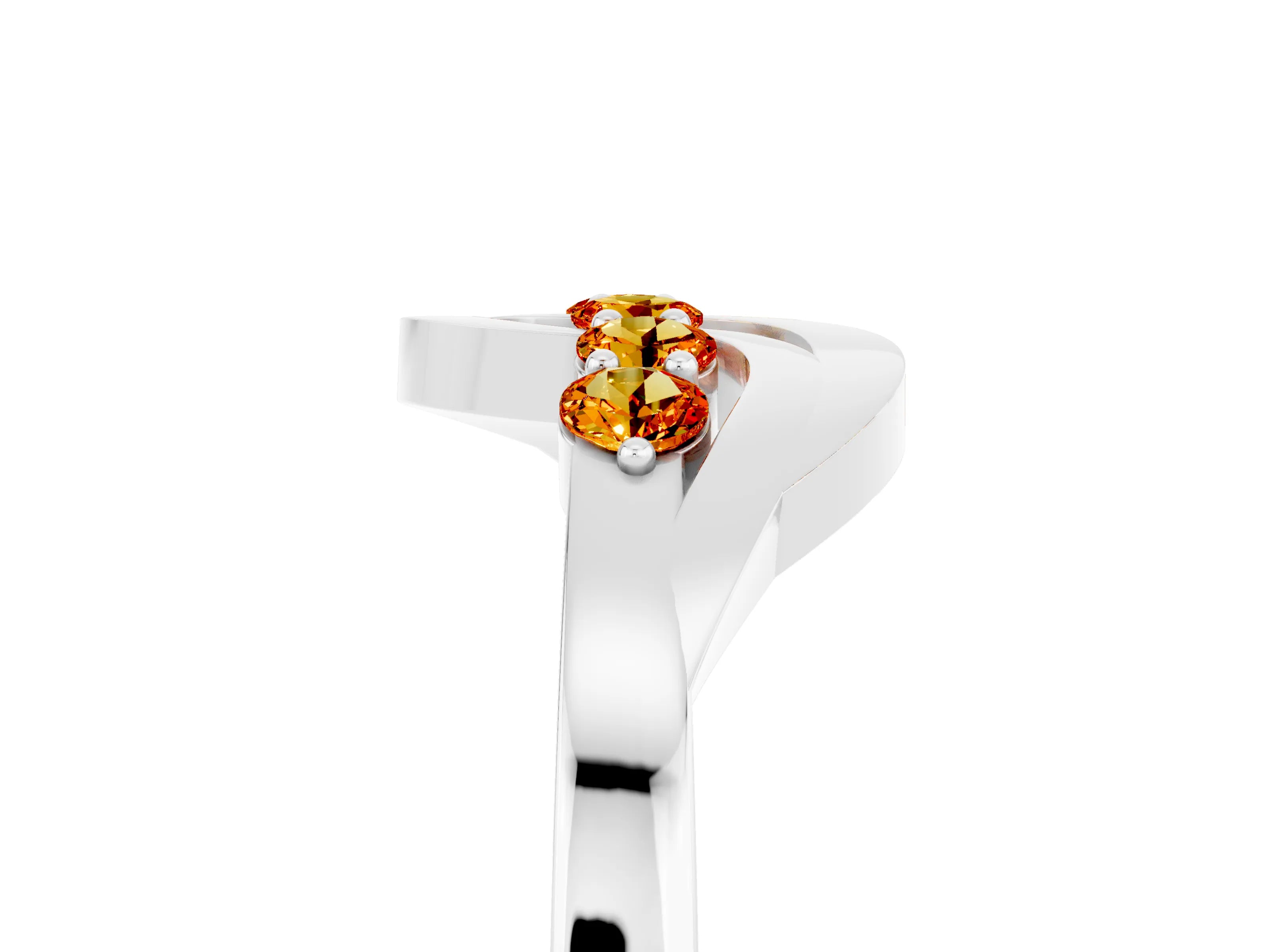 White gold Five-Stone Round Citrine Crossover Band with Prong Setting_23