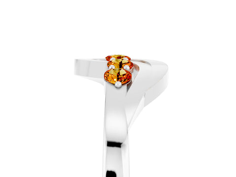 White gold Five-Stone Round Citrine Crossover Band with Prong Setting_23