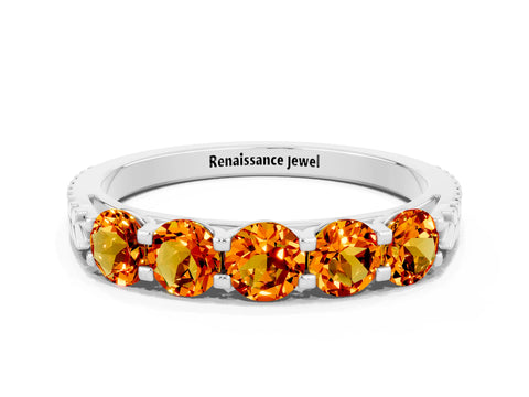 White gold Five-Stone Round Citrine Prong-Set Band_18