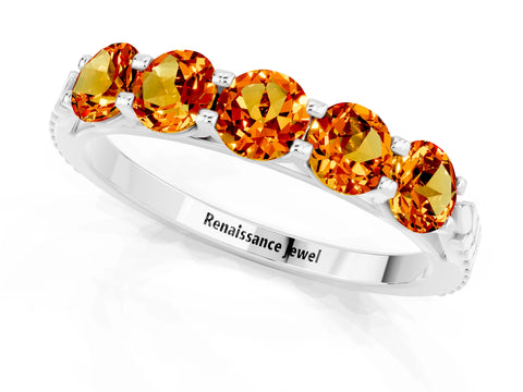 White gold Five-Stone Round Citrine Prong-Set Band_19