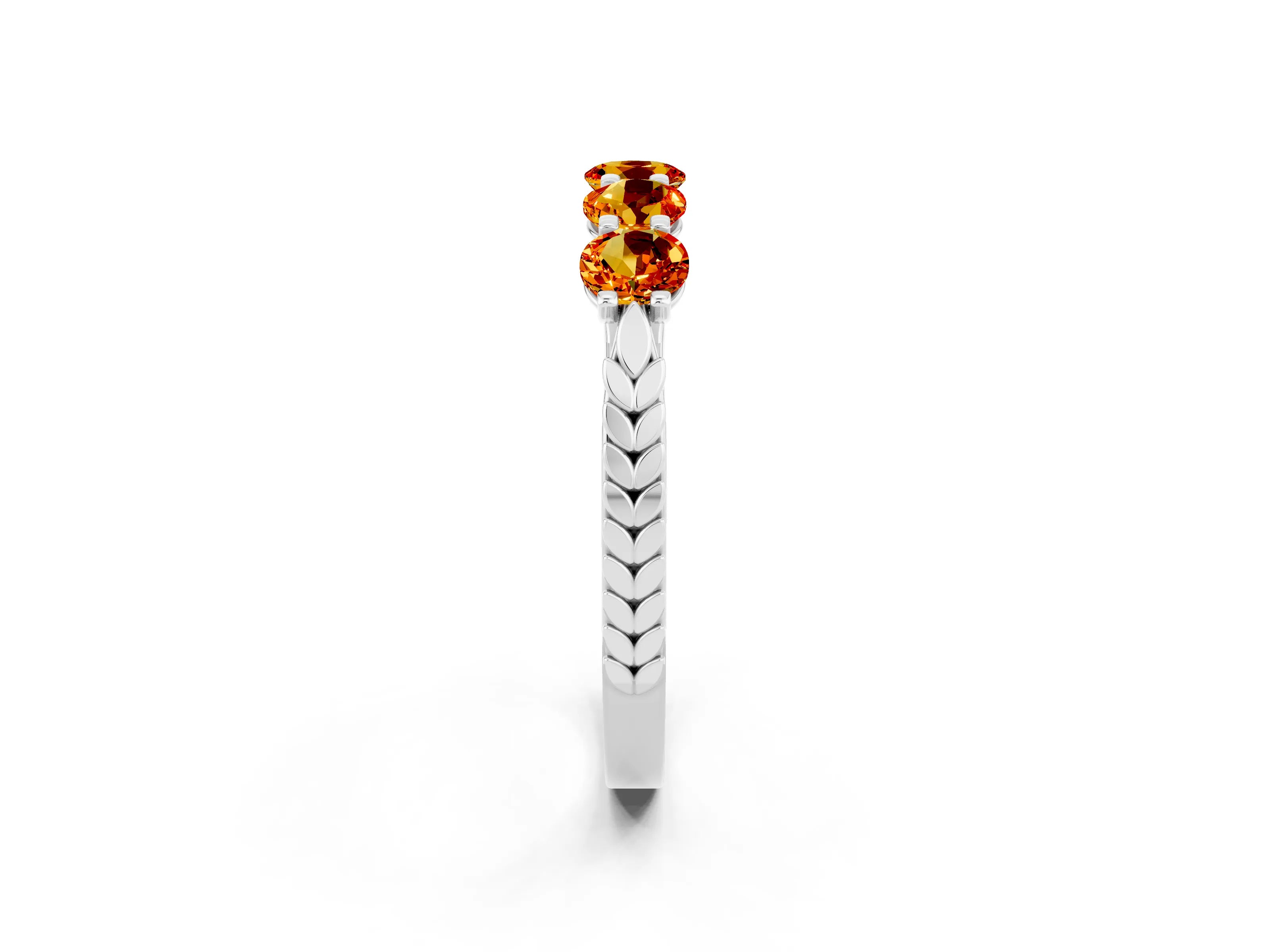 White gold Five-Stone Round Citrine Prong-Set Band_20