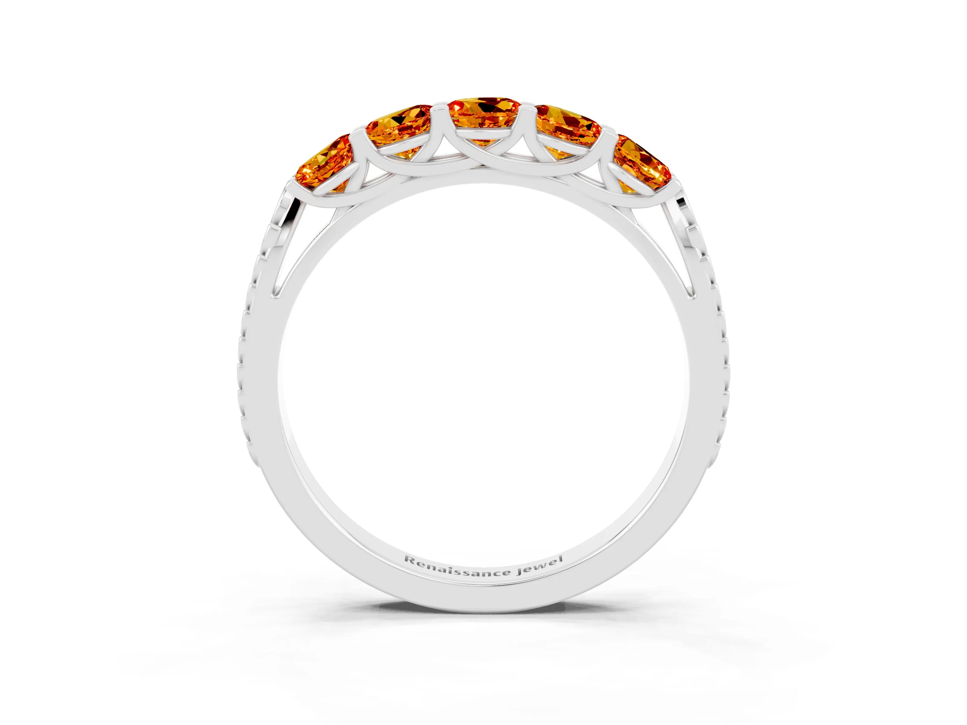 White gold Five-Stone Round Citrine Prong-Set Band_21