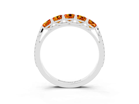 White gold Five-Stone Round Citrine Prong-Set Band_21