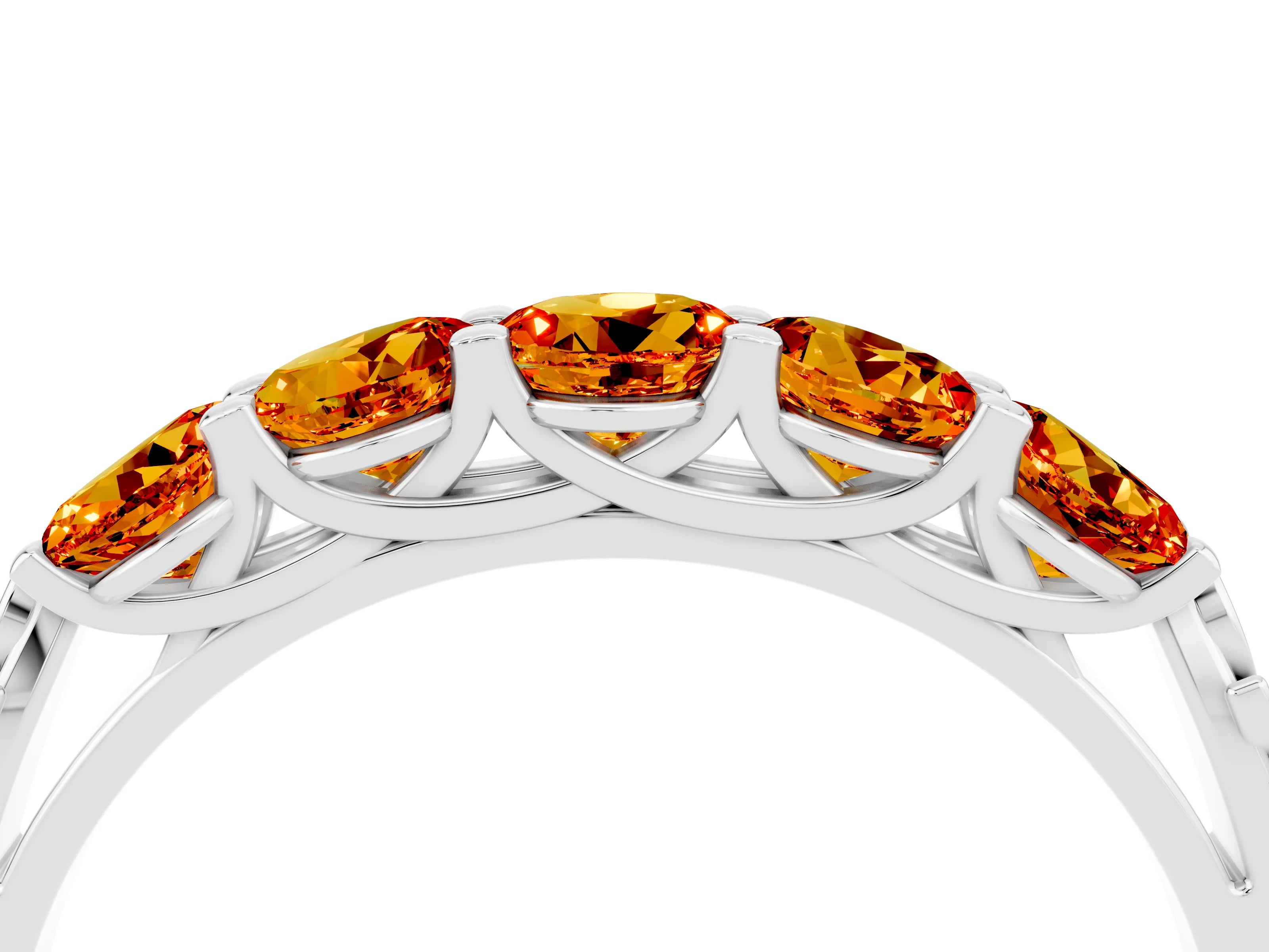 White gold Five-Stone Round Citrine Prong-Set Band_22