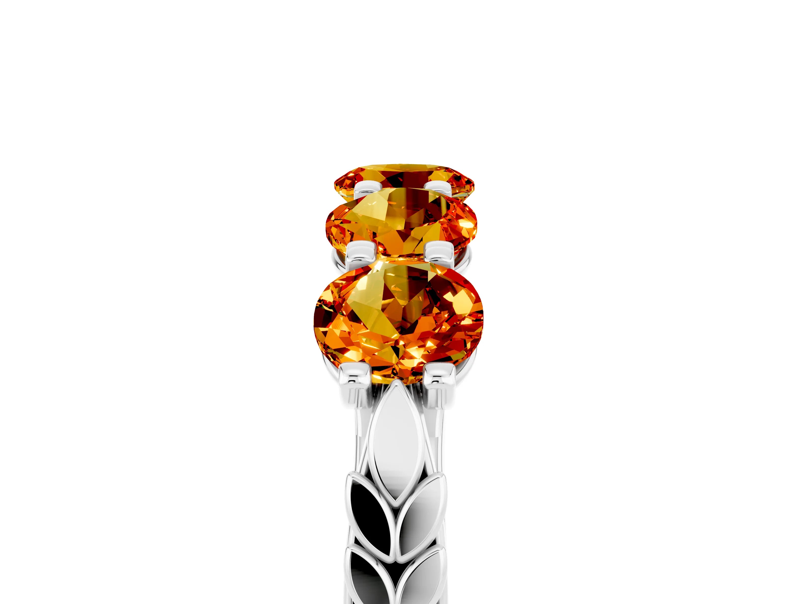White gold Five-Stone Round Citrine Prong-Set Band_23