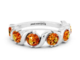 White gold Five-Stone Round Citrine Wave Band with Shared Prong Setting_6