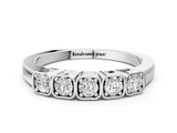 White gold Five-Stone Round Diamond Bezel Set White Gold Band_12