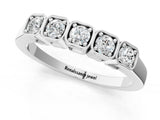 White gold Five-Stone Round Diamond Bezel Set White Gold Band_13