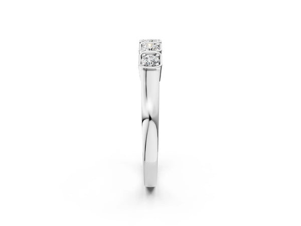 White gold Five-Stone Round Diamond Bezel Set White Gold Band