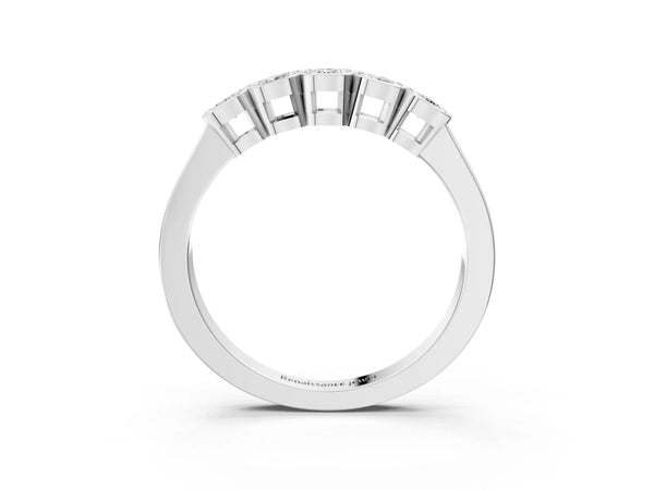 White gold Five-Stone Round Diamond Bezel Set White Gold Band