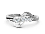 White gold Five-Stone Round Diamond Crossover Band with Prong Setting_29