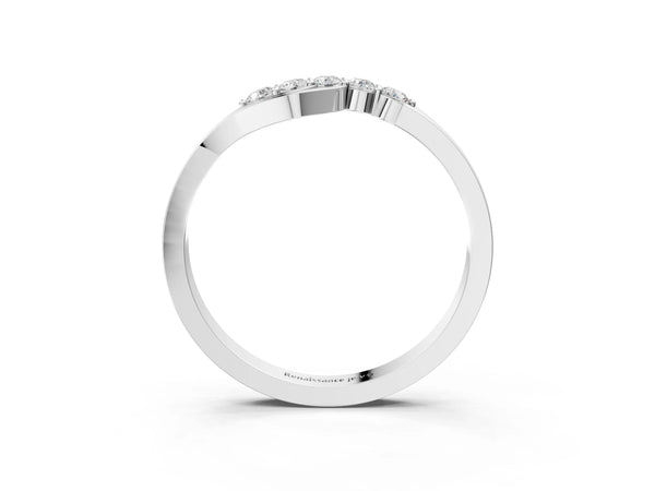 Platinum Five-Stone Round Diamond Crossover Band with Prong Setting