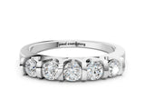 White gold Five-Stone Round Diamond Half-Eternity Bar-Set Ring_12