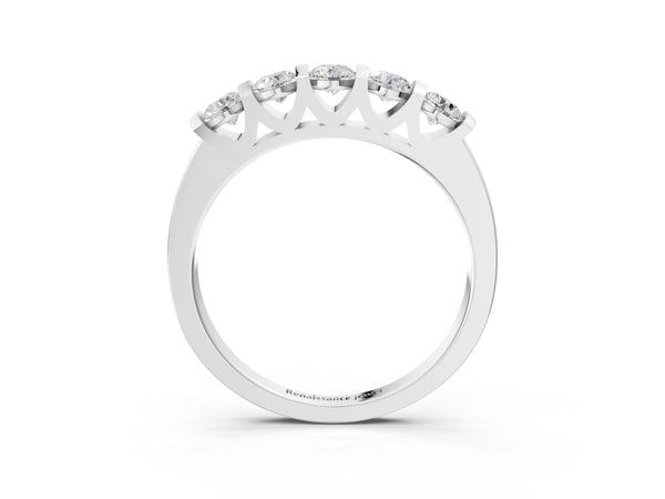 Platinum Five-Stone Round Diamond Half-Eternity Bar-Set Ring