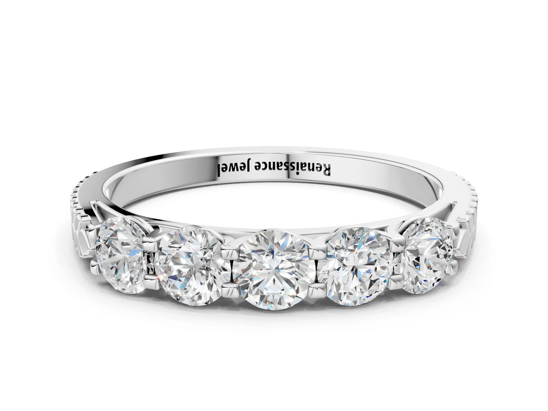 White gold Five-Stone Round Diamond Prong-Set Band_52