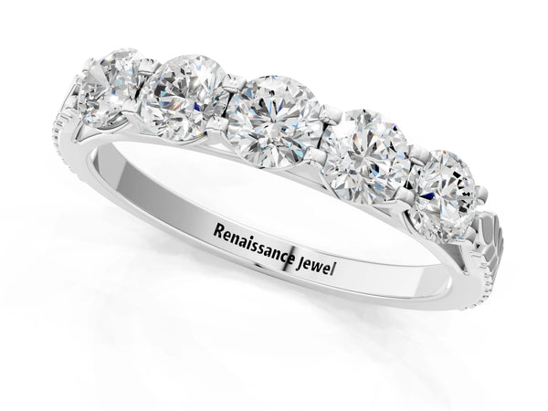 Silver Five-Stone Round Diamond Prong-Set Band