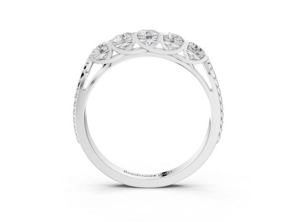 White gold Five-Stone Round Diamond Prong-Set Band