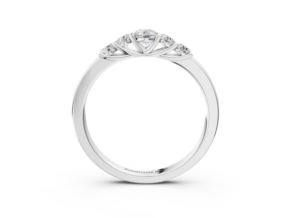 White gold Five-Stone Round Diamond Prong Set Half Eternity Band