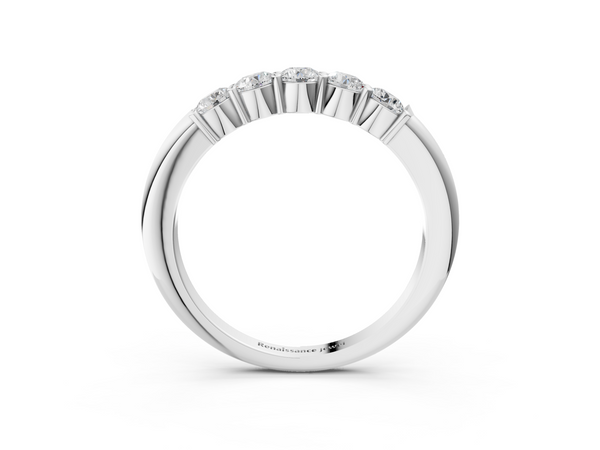 Platinum Five-Stone Round Diamond Prong Set Half-Eternity Band