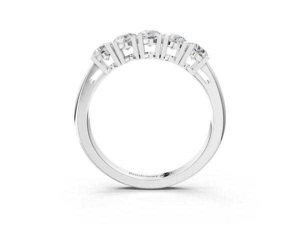 White gold Five-Stone Round Diamond Prong Set White Gold Band