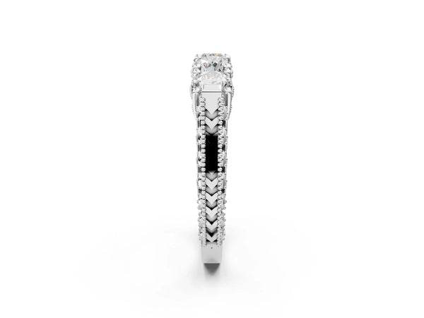 Platinum Five-Stone Round Diamond Shared Prong Milgrain Band