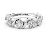 White gold Five-Stone Round Diamond Wave Band with Shared Prong Setting_12