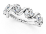 White gold Five-Stone Round Diamond Wave Band with Shared Prong Setting_13