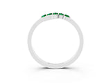 White gold Five-Stone Round Emerald Crossover Band with Prong Setting_21