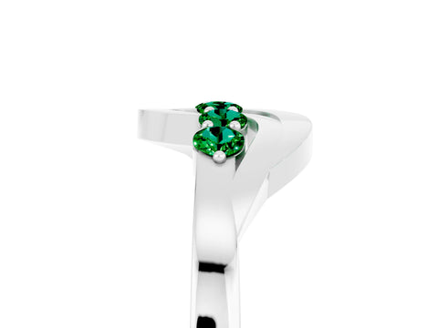 White gold Five-Stone Round Emerald Crossover Band with Prong Setting_23