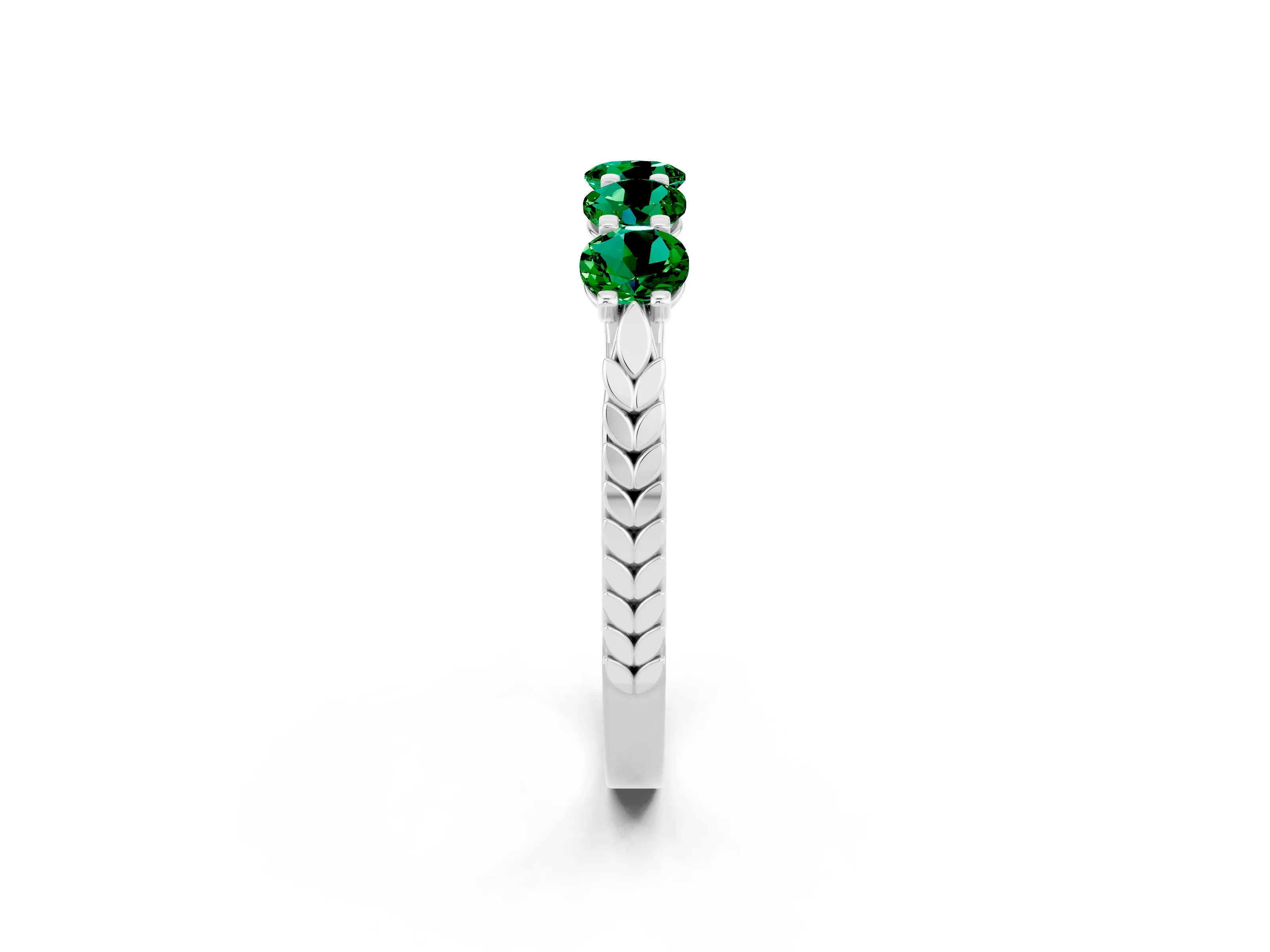 White gold Five-Stone Round Emerald Prong-Set Band_20