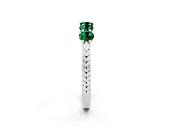 Silver Five-Stone Round Emerald Prong-Set Band